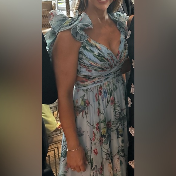 MacDuggal Ruffle Tiered floral cut out Chiffon gown - Picture 2 of 6